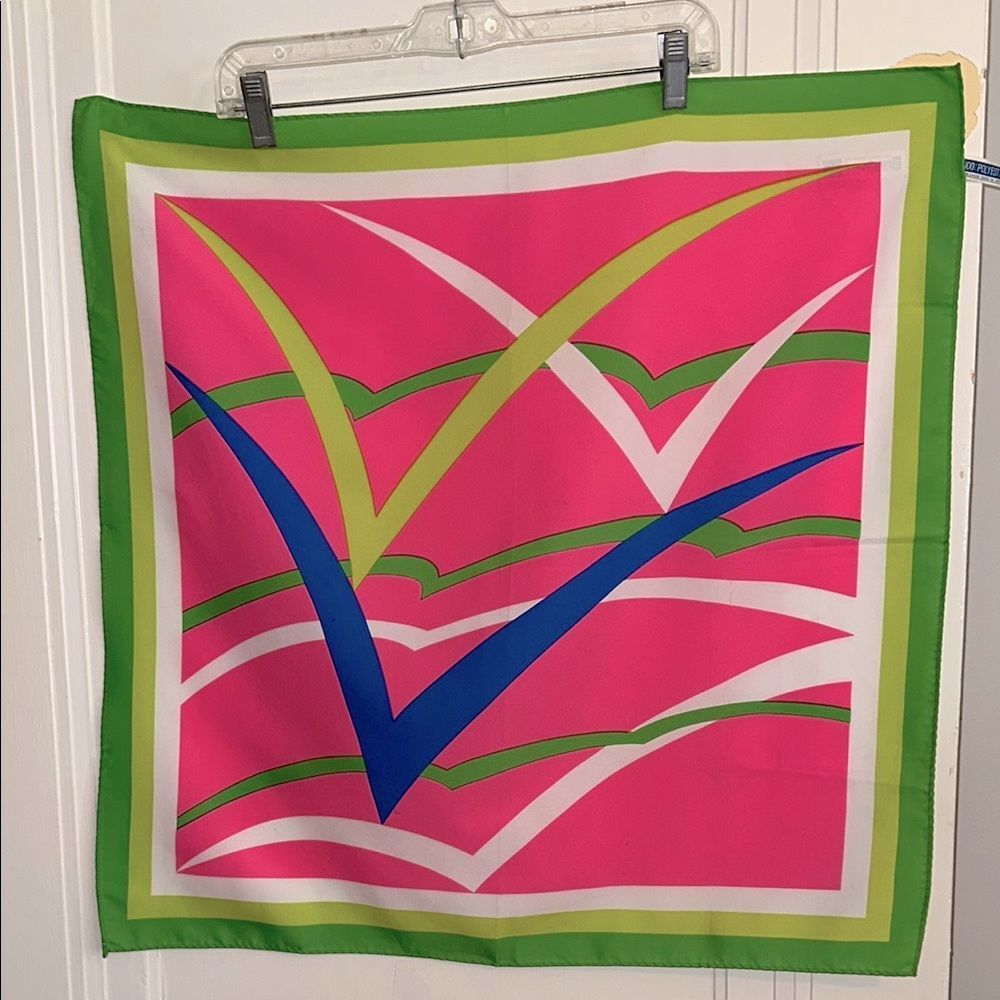 NWOT Vtg 60s Marvin Accessories Vibrant Pink, Blue, Green & White Scarf